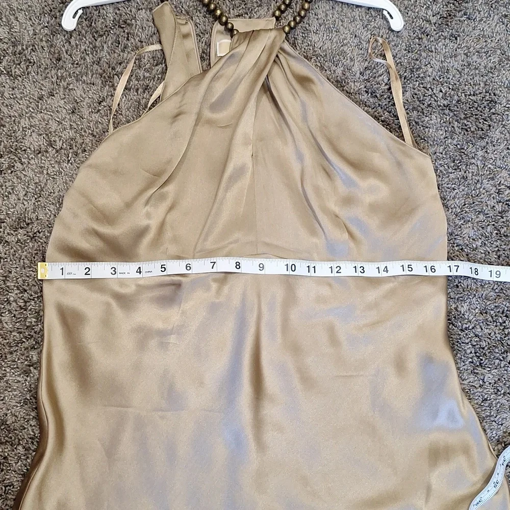Michael Kors silk sleeveless blouse - 12 - gold/bronze beads - Picture 7 of 10